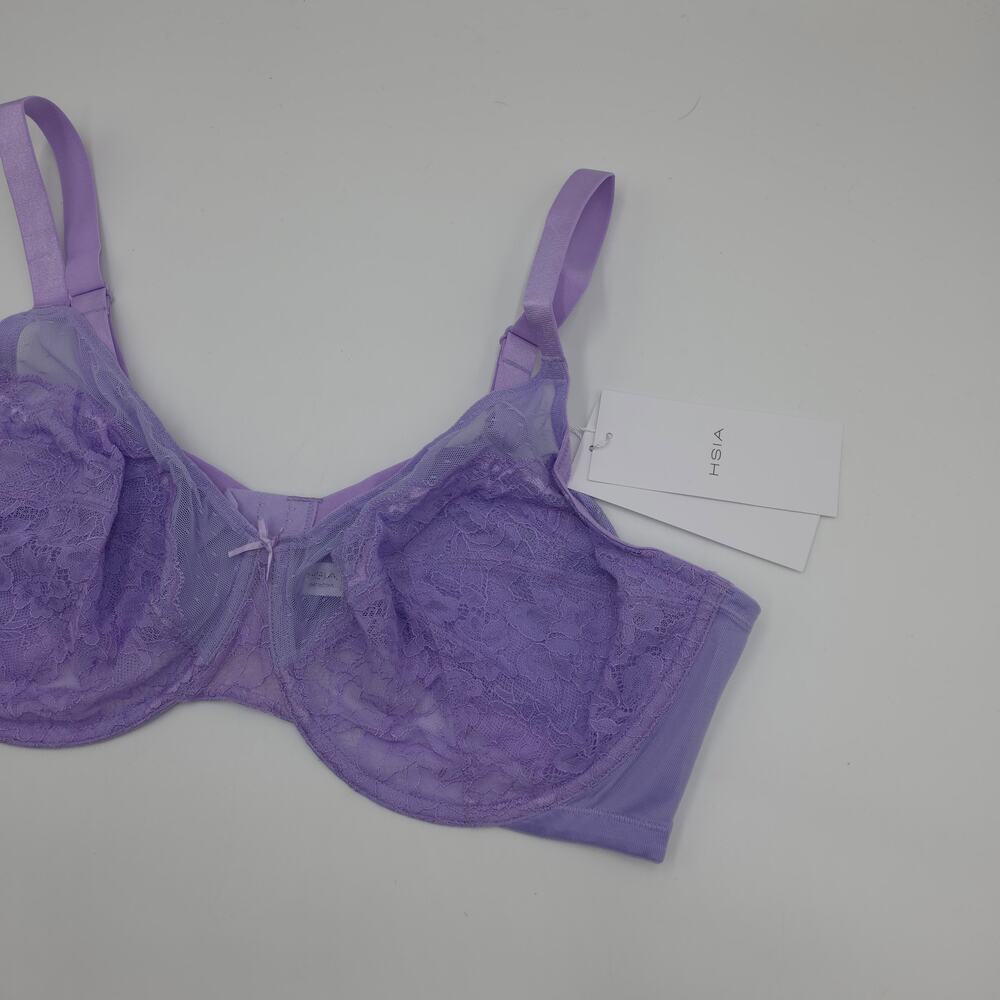 HSIA Bundle of Two Enchante Unlined Lace Underwire Bra Purple Balsam Blue 36G - Picture 7 of 10
